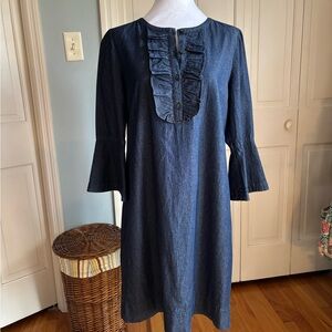 Draper James Denim Dress Ruffle Front Sz 6